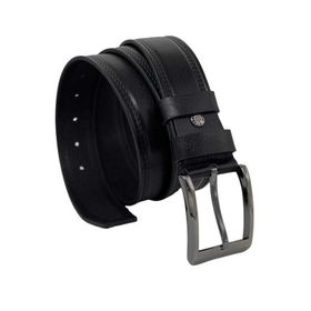 Süzer 400-28-22Y 4 cm Siyah Hakiki Deri Desenli Çift Dikişli Spor Kot Kemer