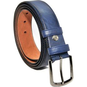 Süzer 8045 3.5 cm Lacivert Büyük Beden Suni Deri Düz Renk Klasik Kemer