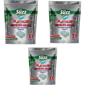Süzz 99 Tablet Aktif Platinium Bulaşık Makinesi Tableti (3 adet)