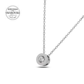 Swarovski 3,75 mm Zirconia Taşlı Tektaş 925 Ayar Gümüş Kolye