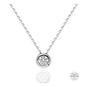 Swarovski 3,75 mm Zirconia Taşlı Tektaş 925 Ayar Gümüş Kolye