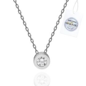 Swarovski 3,75 mm Zirconia Taşlı Tektaş 925 Ayar Gümüş Kolye