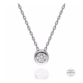 Swarovski 4,75 mm Zirconia Taşlı Tektaş 925 Ayar Gümüş Kolye