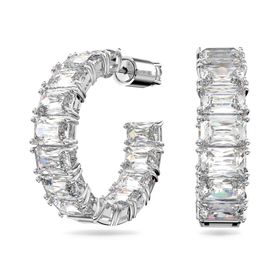 Swarovski 5612673 Millenia Hoop Octagon Cut Beyaz Rodyum Kaplama Küpe