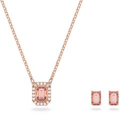 Swarovski 5620548 Millenia Octagon Cut Pembe Pembe Altın Rengi Kaplama Set
