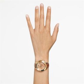 Swarovski 5632260 Octea Lux Chrono Deri Kayış Kahverengi Sarı Altın Rengi Kaplama Kol Saati