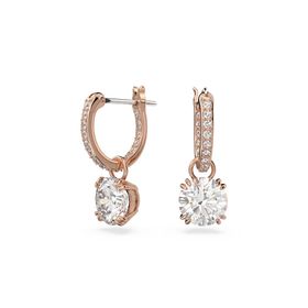 Swarovski 5639975 Constella Drop Beyaz Pembe Altın Rengi Kaplama Küpe