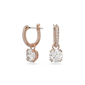 Swarovski 5639975 Constella Drop Beyaz Pembe Altın Rengi Kaplama Küpe