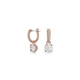 Swarovski 5639975 Constella Drop Beyaz Pembe Altın Rengi Kaplama Küpe