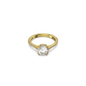 Swarovski 5642623 60 Constella Round Pave Princess Cut Beyaz Sarı Altın Rengi Kaplama Yüzük