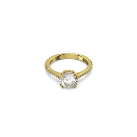Swarovski 5642623 60 Constella Round Pave Princess Cut Beyaz Sarı Altın Rengi Kaplama Yüzük