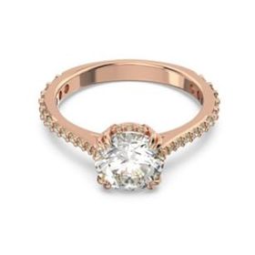 Swarovski 5642644 50 Constella Round Pave Princess Cut Beyaz Pembe Altın Rengi Kaplama Yüzük