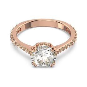Swarovski 5642646 60 Constella Round Pave Princess Cut Beyaz Pembe Altın Rengi Kaplama Yüzük