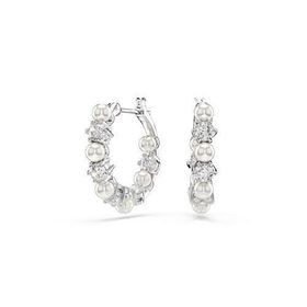 Swarovski 5709256 Matrix Pe Pearl Hoops White-Rhs Küpe