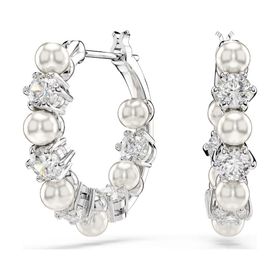 Swarovski 5709256 Matrix Pe Pearl Hoops White-Rhs Küpe