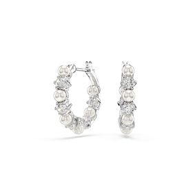 Swarovski 5709256 Matrix Pe Pearl Hoops White-Rhs Küpe