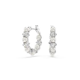 Swarovski 5709256 Matrix Pe Pearl Hoops White-Rhs Küpe