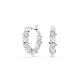 Swarovski 5709256 Matrix Pe Pearl Hoops White-Rhs Küpe