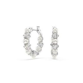 Swarovski 5709256 Matrix Pe Pearl Hoops White-Rhs Küpe
