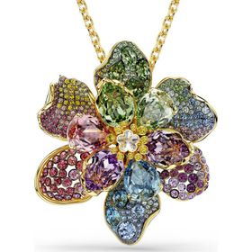Swarovski 5709952 Idyllia Pendant and Brooch Mixed Cuts Pave Flower Multicolored Mixed Metal Finish Kolye