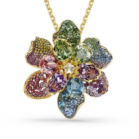 Swarovski 5709952 Idyllia Pendant and Brooch Mixed Cuts Pave Flower Multicolored Mixed Metal Finish Kolye