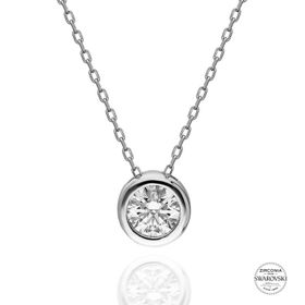 Swarovski 5,75 mm Zirconia Taşlı Tektaş 925 Ayar Gümüş Kolye
