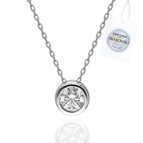 Swarovski 5,75 mm Zirconia Taşlı Tektaş 925 Ayar Gümüş Kolye