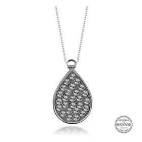 Swarovski 925 Ayar Crystal Taşlı Damla Kadın Gümüş Kolye