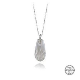 Swarovski 925 Ayar Crystal Taşlı Drop Kesim Kadın Gümüş Kolye