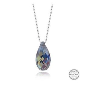 Swarovski 925 Ayar Crystal Taşlı Drop Kesim Kadın Gümüş Kolye