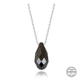 Swarovski 925 Ayar Crystal Taşlı Drop Kesim Kadın Gümüş Kolye