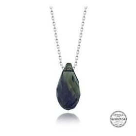 Swarovski 925 Ayar Crystal Taşlı Drop Kesim Kadın Gümüş Kolye