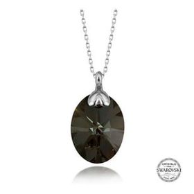 Swarovski 925 Ayar Crystal Taşlı Oval Kadın Gümüş Kolye