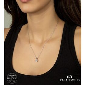 Swarovski 925 Ayar Tek Taş Gümüş 14 925 Ayar Gümüş Kolye