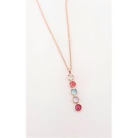 Swarovski Beş Renk Minik Taşlı Gümüş Kolye