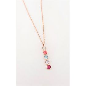 Swarovski Beş Renk Minik Taşlı Gümüş Kolye