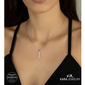Swarovski Çubuk Taşlı 925 Ayar Gümüş Kolye