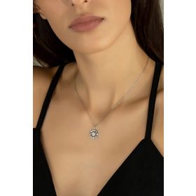 Swarovski Dümen Temalı 925 Ayar Gümüş Kolye