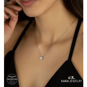 Swarovski Güneş Temalı 925 Ayar Gümüş Kolye