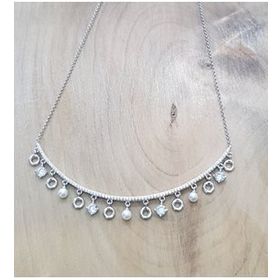 Swarovski İncili Taşlı Tasarım Gümüş Kolye