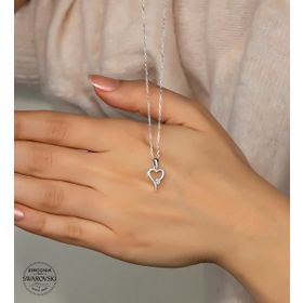 Swarovski Kalp Tektaş 925 Ayar Gümüş Kolye