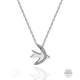 Swarovski Kırlangıç Temalı 925 Ayar Gümüş Kolye