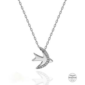 Swarovski Kırlangıç Temalı 925 Ayar Gümüş Kolye