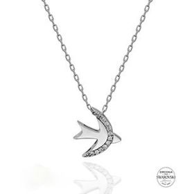 Swarovski Kırlangıç Temalı 925 Ayar Gümüş Kolye