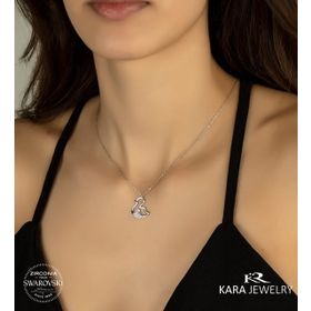 Swarovski Ördek Temalı 925 Ayar Gümüş Kolye
