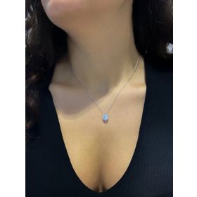 Swarovski Oval Taşlı Sertifikalı 925 Ayar Gümüş Kolye