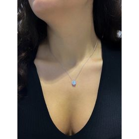 Swarovski Oval Taşlı Sertifikalı 925 Ayar Gümüş Kolye