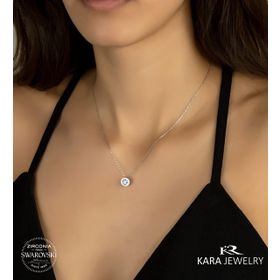 Swarovski Pırlanta Modeli 0.74 Karat Sıvama Tektaş 925 Ayar Gümüş Kolye