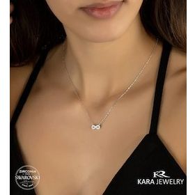 Swarovski Sonsuzluk Temalı 925 Ayar Gümüş Kolye