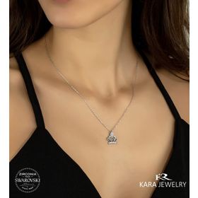 Swarovski Taç Temalı 925 Ayar Gümüş Kolye